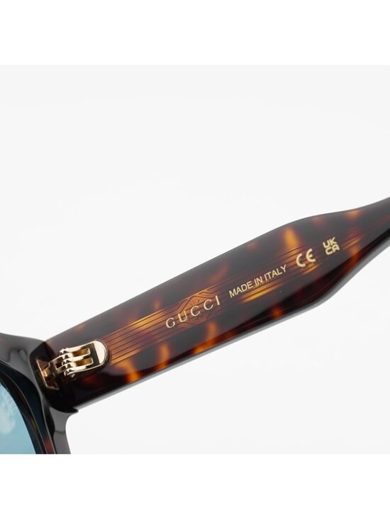 Gucci GG1084S 002 Sunglasses Shiny Dark Havana Square Frame, Light Blue Lenses main image 8